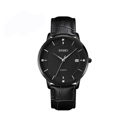 SKMEI 1801 Stainless Steel Leather Quartz Men’s watch- Full Black