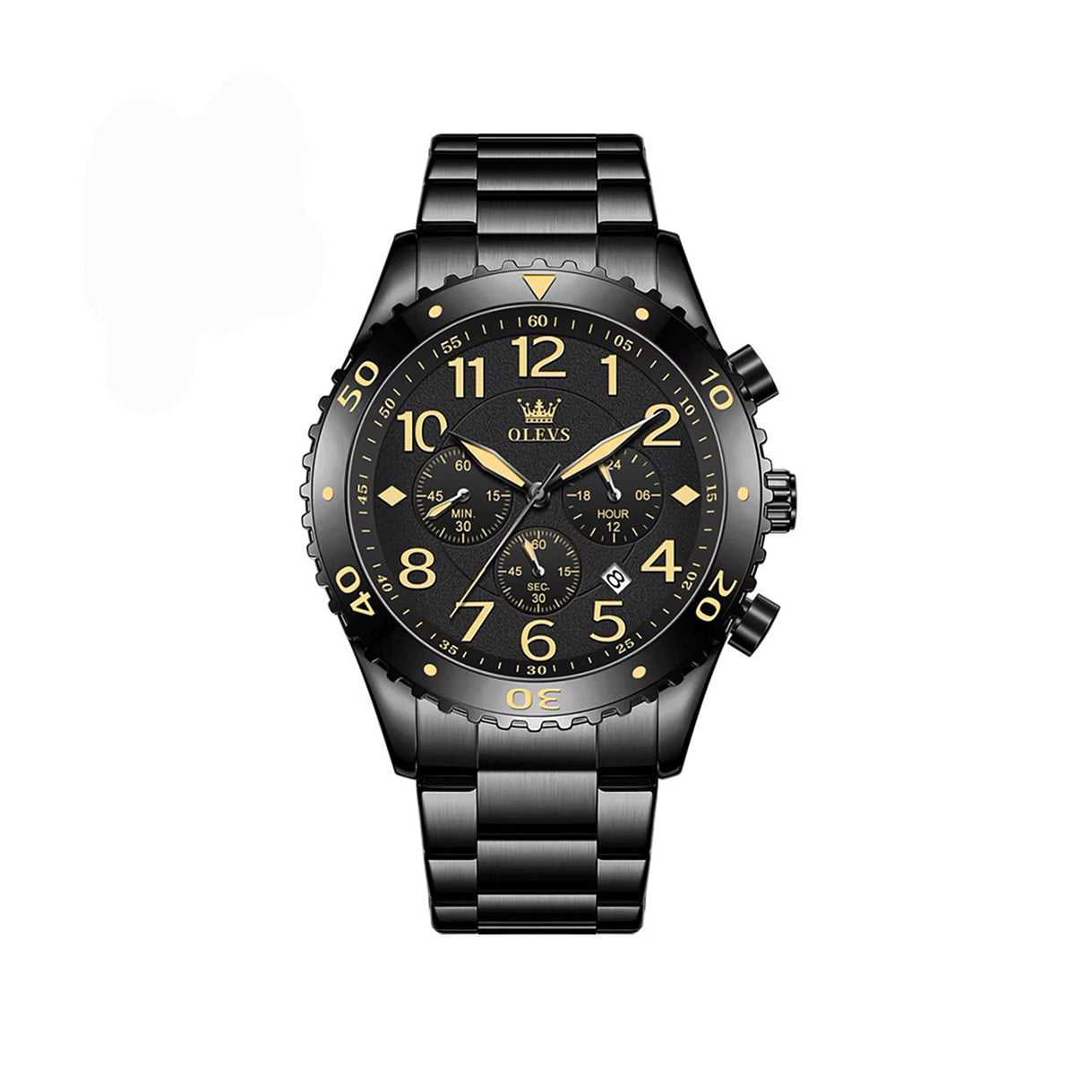 OLEVS 9969 Geneva Luxury Active Chronograph Fashion Quartz Watch- Black