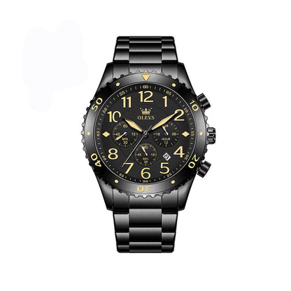 OLEVS 9969 Geneva Luxury Active Chronograph Fashion Quartz Watch- Black