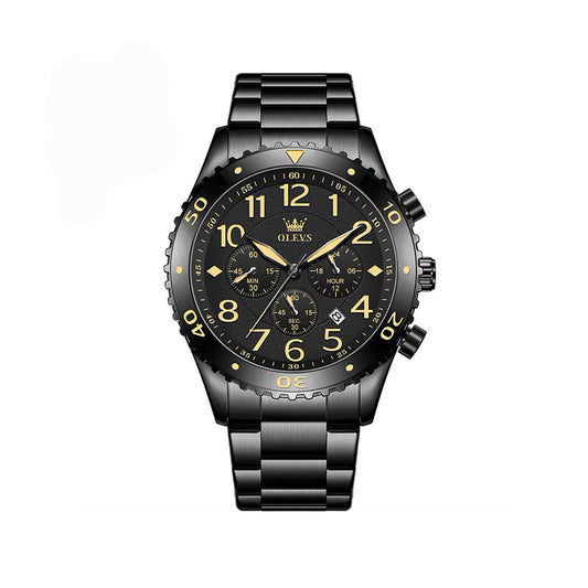 OLEVS 9969 Geneva Luxury Active Chronograph Fashion Quartz Watch- Black