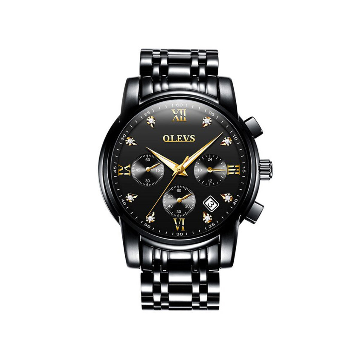 OLEVS 2858 Luxury Luminous Chronograph Men wristwatch- Black