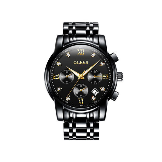 OLEVS 2858 Luxury Luminous Chronograph Men wristwatch- Black