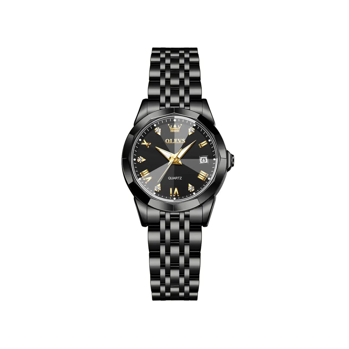 OLEVS 9931 Luxury Water-resistant women Quartz Wristwatch -Black