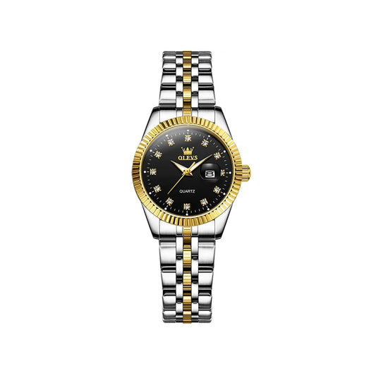 OLEVS 5526 High Quality Luxury Quartz Woman Watch- Silver Black