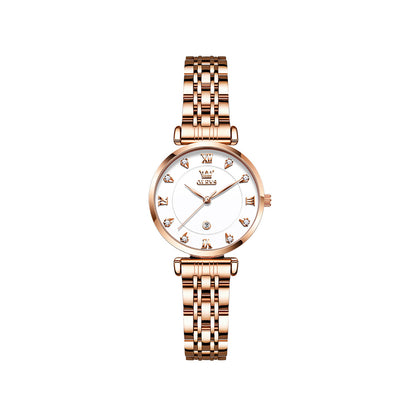 OLEVS 5866 Luxury Fashion Quartz watch for women- Rose Gold & white