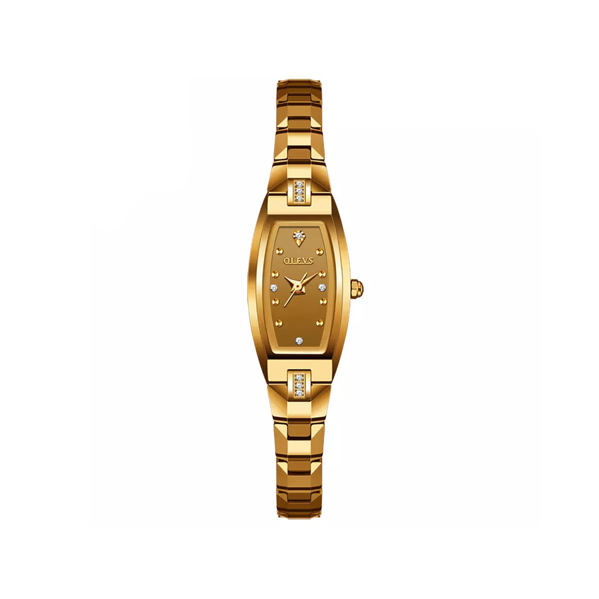 OLEVS 5501 Tungsten Steel Elegant Design with Diamond Relogio Feminino Quartz Women's Watch- Gold