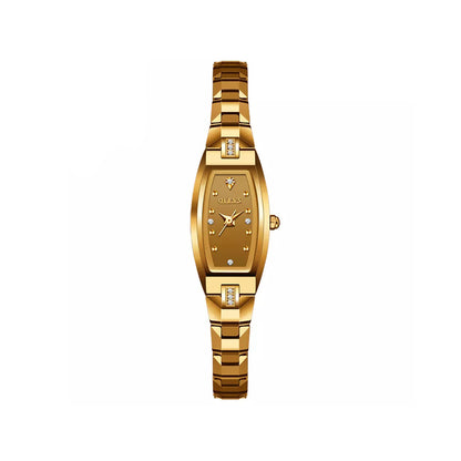 OLEVS 5501 Tungsten Steel Elegant Design with Diamond Relogio Feminino Quartz Women's Watch- Gold