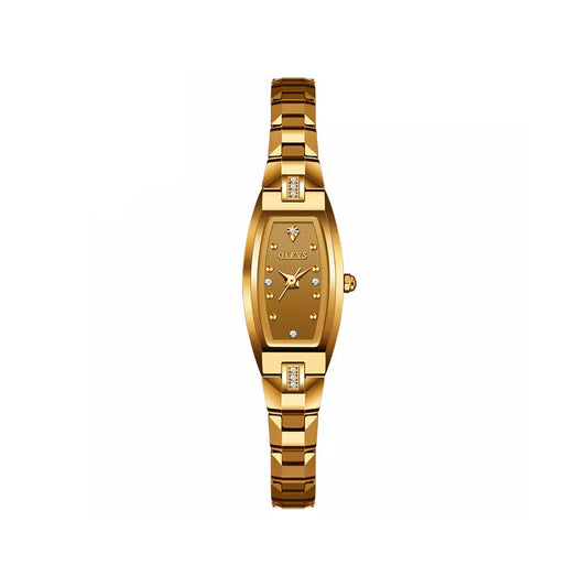 OLEVS 5501 Tungsten Steel Elegant Design with Diamond Relogio Feminino Quartz Women's Watch- Gold