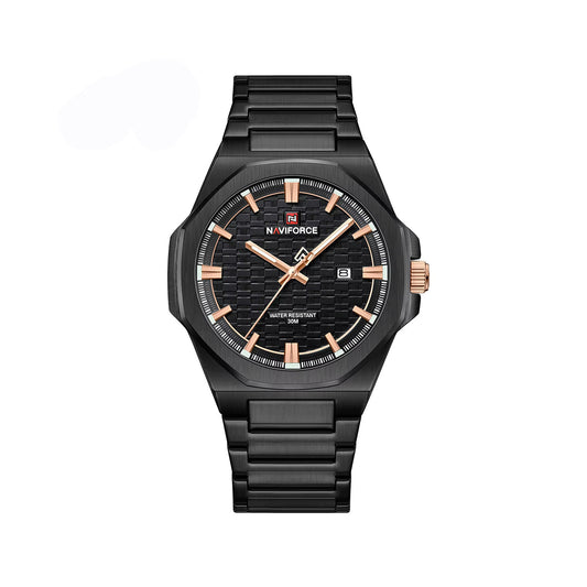NAVIFORCE 9238 Elegant Stainless Steel Men's Watch-Black Rose