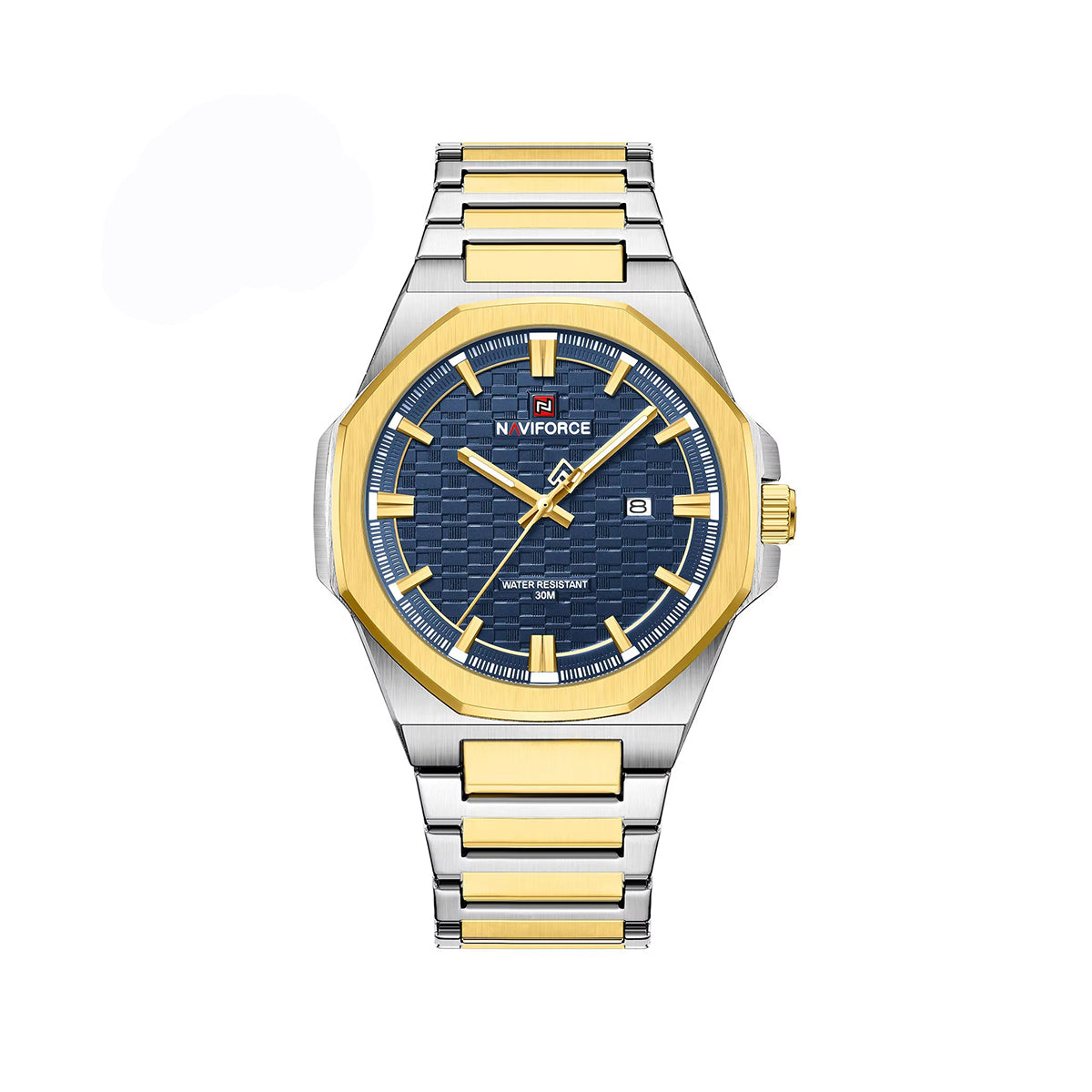 NAVIFORCE 9238 Elegant Stainless Steel Men's Watch-Gold Blue