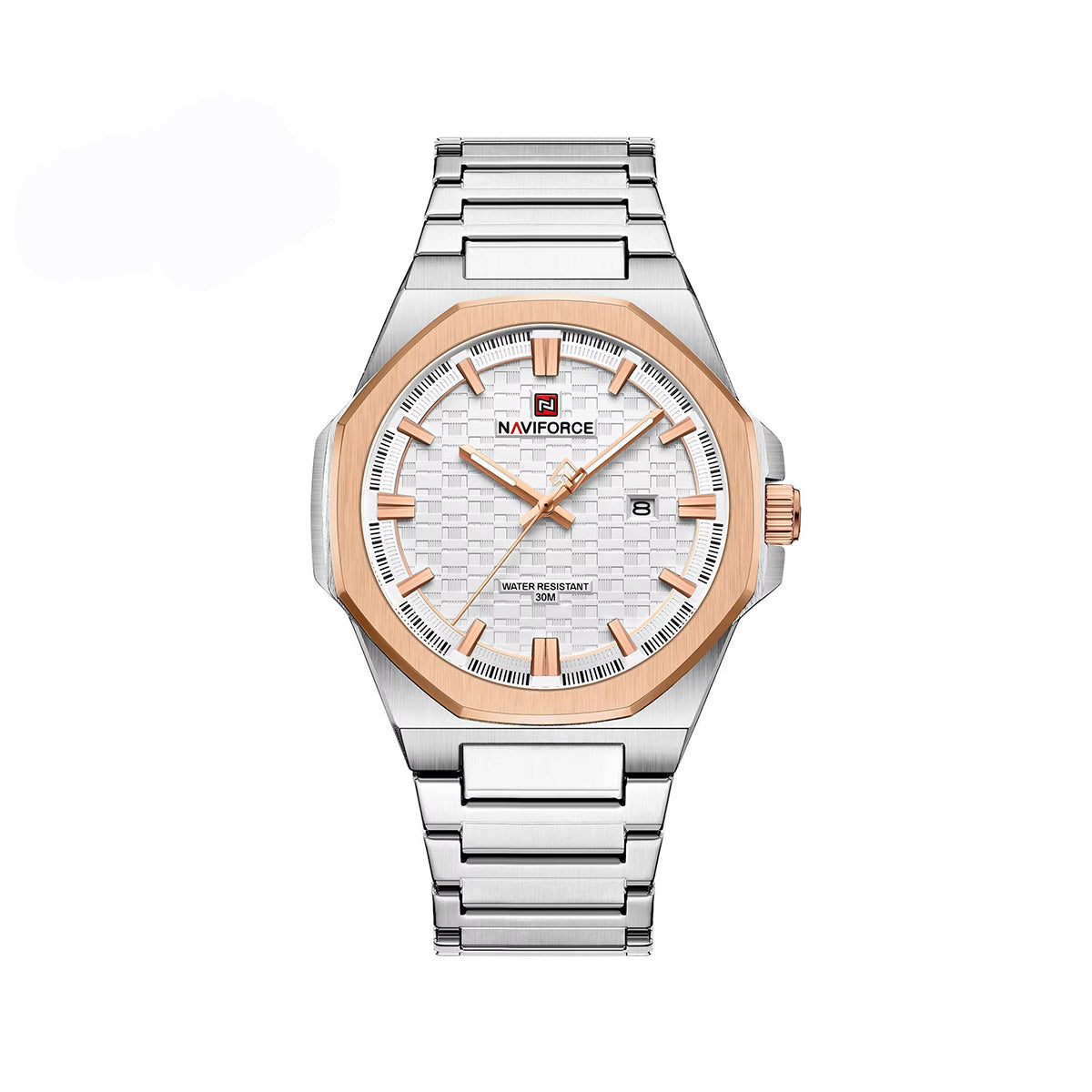 NAVIFORCE 9238 Elegant Stainless Steel Men's Watch-Silver Rose