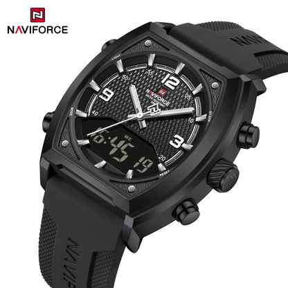 NAVIFORCE 9242 Silicon Belt Dual Time Men's Watch-Black