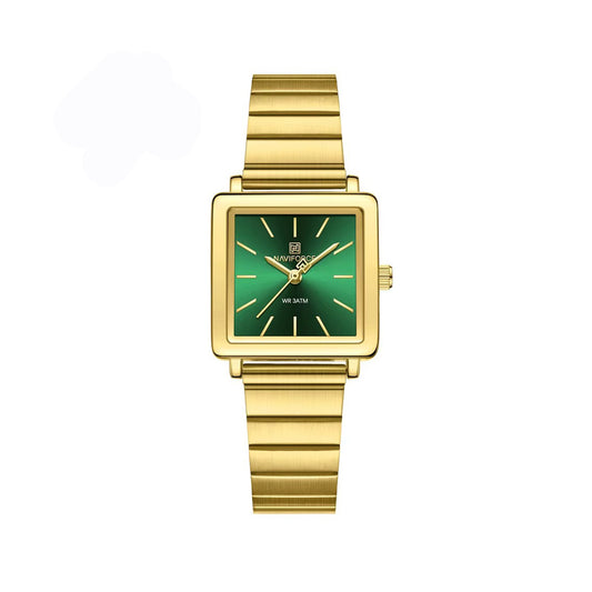 NAVIFORCE NF5048 Stylish Stainless Steel Strap Women’s Watch-Gold Green