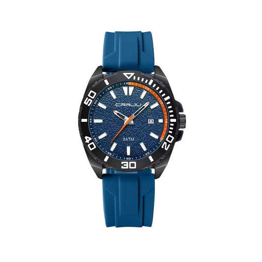 CRRJU 5034 Men Casual Sport Military Quartz Calendar Wrist Watch - Blue