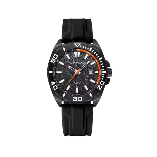 CRRJU 5034 Men Casual Sport Military Quartz Calendar Wrist Watch - Black