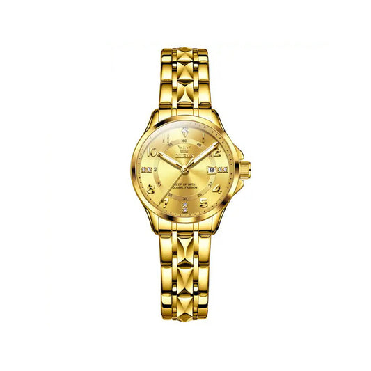 OLEVS 2910 Number Dial Stainless Steel Date Ladies Watch-Gold