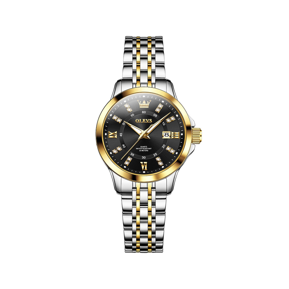 OLEVS 3620L Analog Stainless Steel Watch For Women-Gold Black