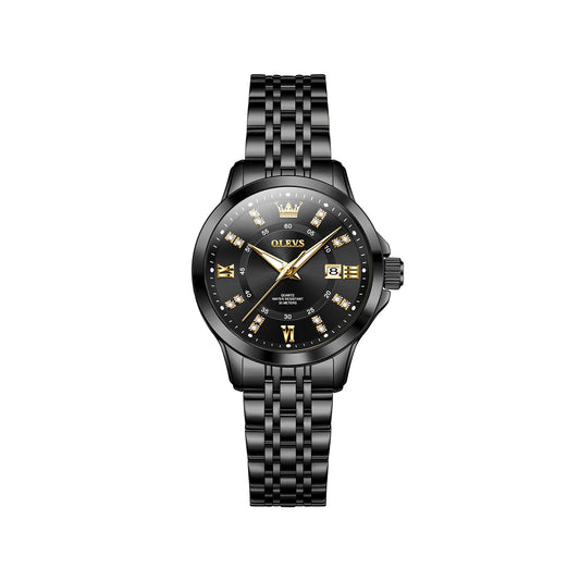 OLEVS 3620L Analog Stainless Steel Watch For Women-Gold Black