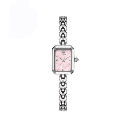 OLEVS 3665 Elegant Fashion Square Dial Ladies Watch-Silver Pink