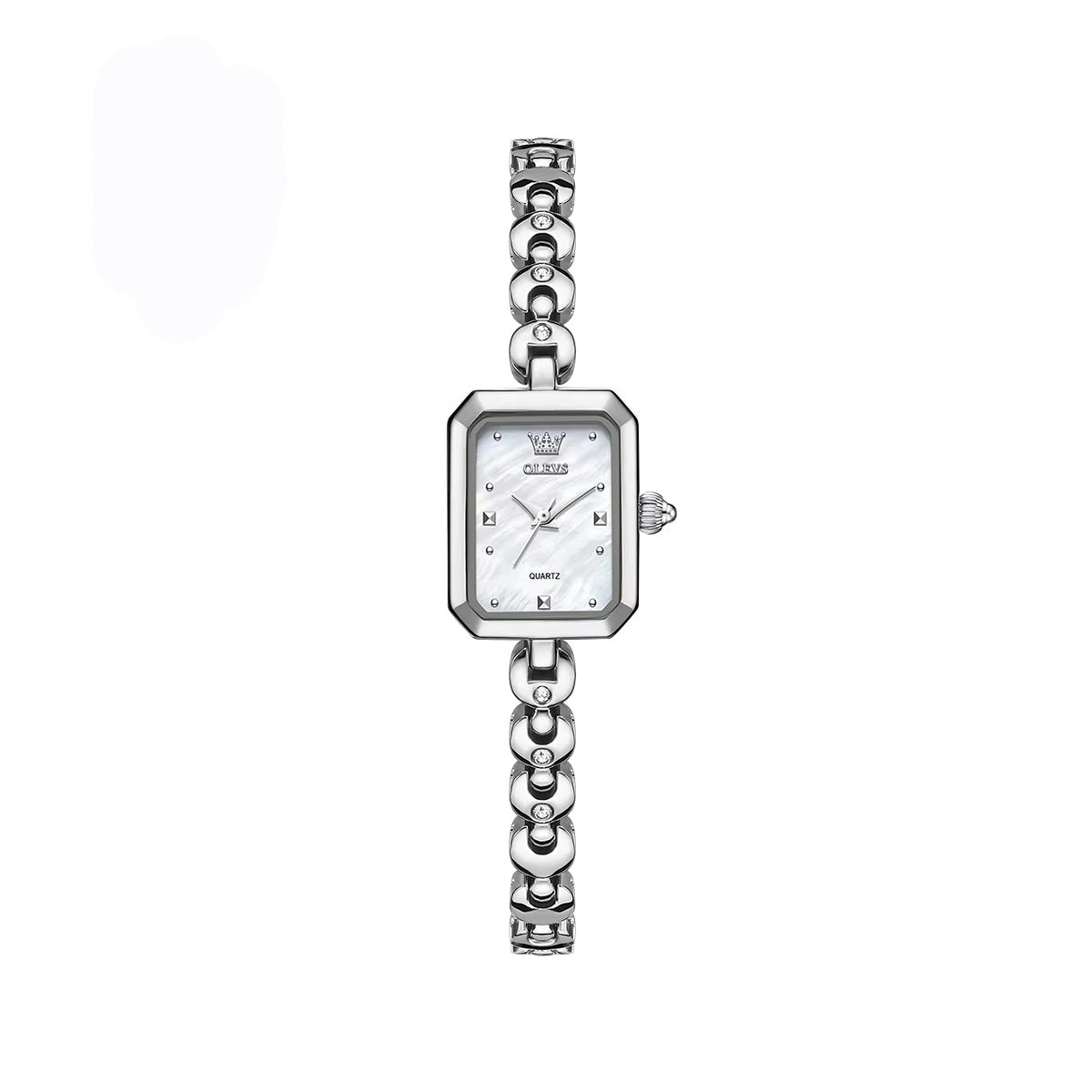 OLEVS 3665 Elegant Fashion Square Dial Ladies Watch-Silver