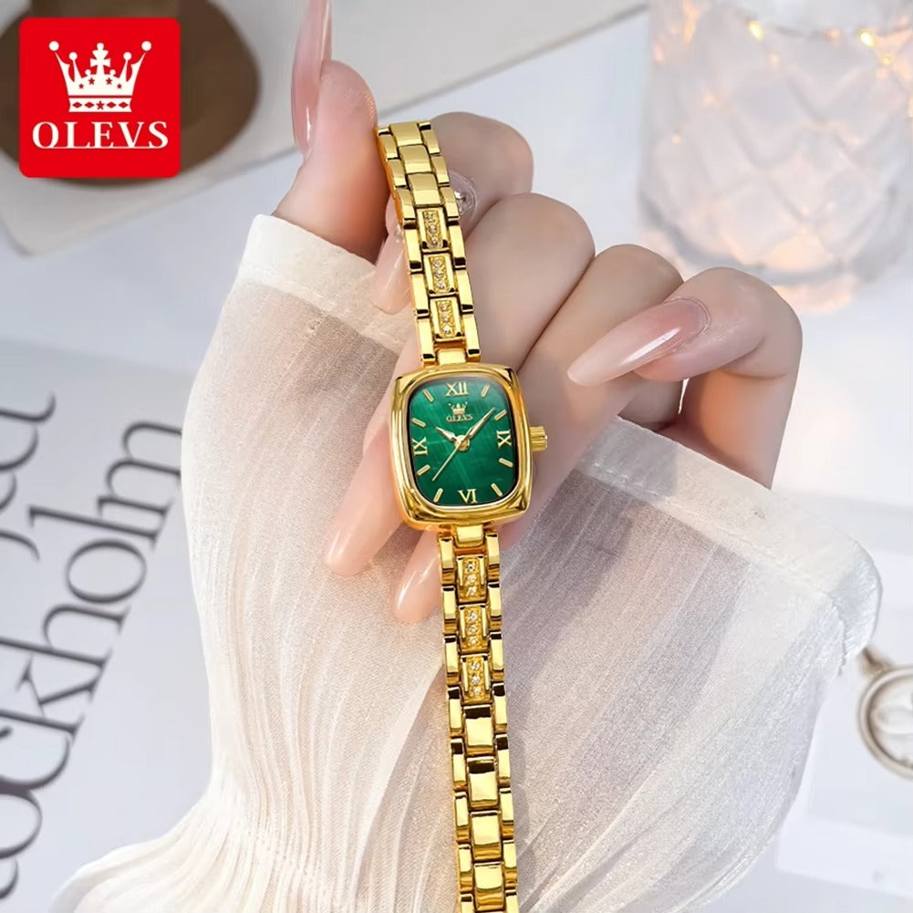 OLEVS 3695 Elegant Fancy Quartz Ladies Watch-Gold Green