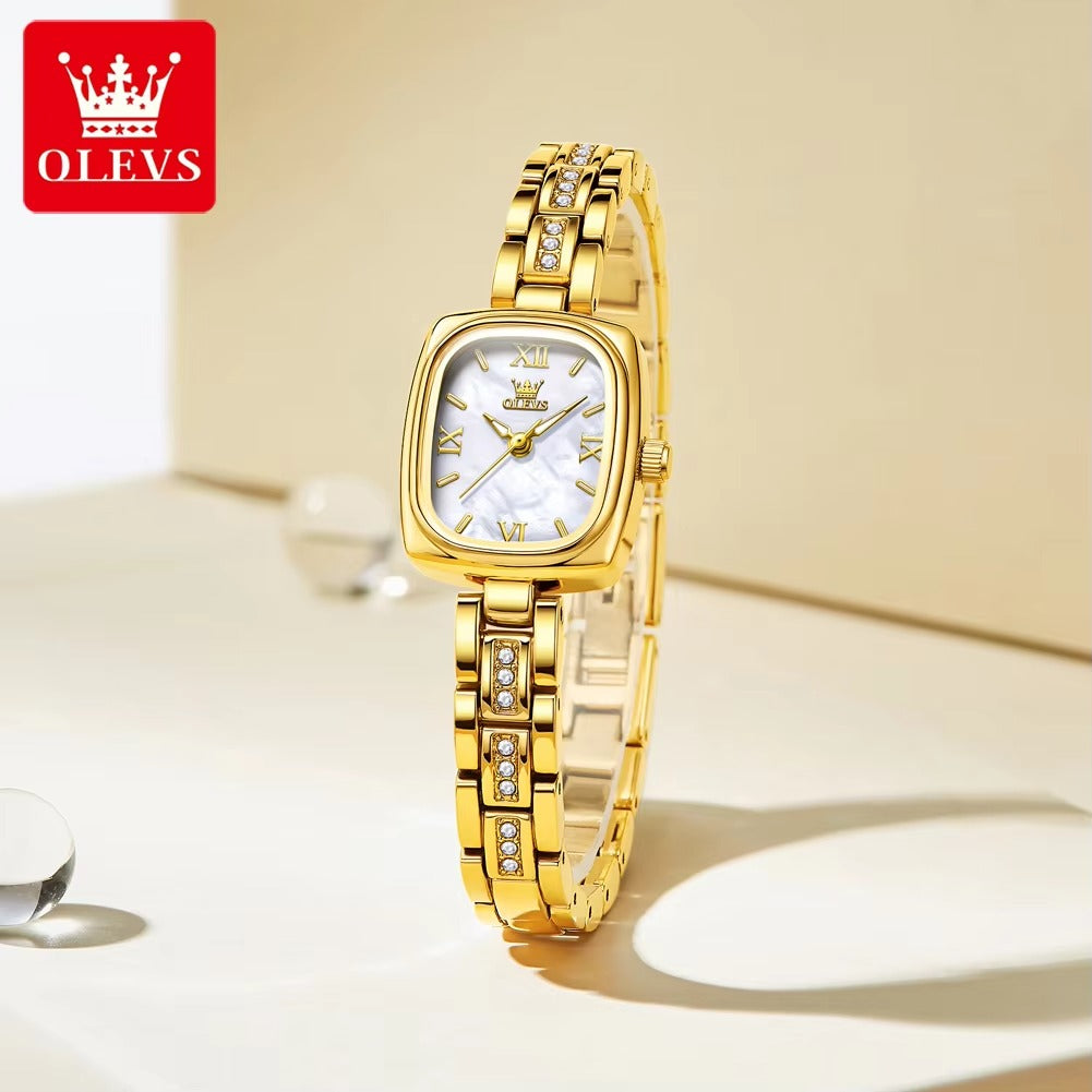 OLEVS 3695 Elegant Fancy Quartz Ladies Watch-Gold White
