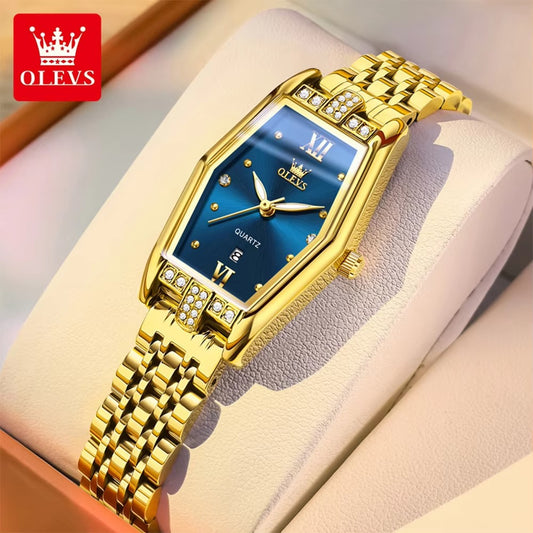 OLEVS 3699 Luxury Fashion Luminous Ladies Watch-Gold Blue