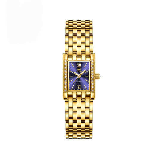 OLEVS 3700 New Elegant Quartz Ladies Watch-Gold Blue
