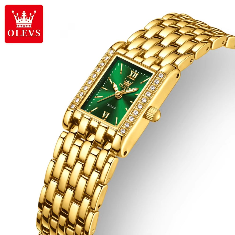 OLEVS 3700 New Elegant Quartz Ladies Watch-Gold Green