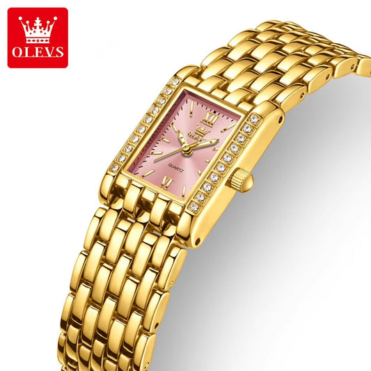 OLEVS 3700 New Elegant Quartz Ladies Watch-Gold Pink