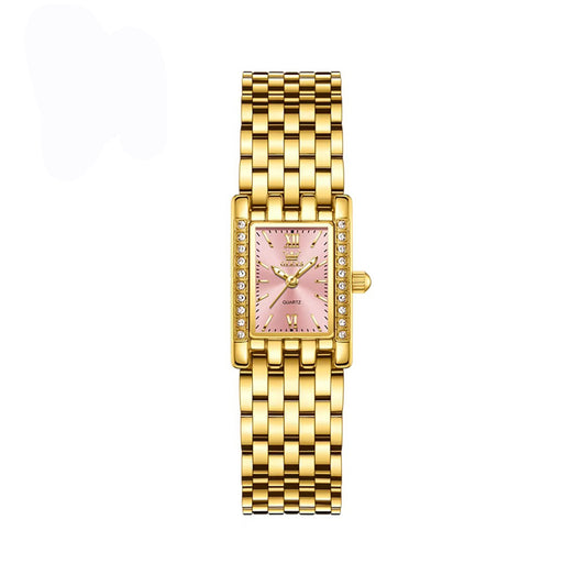 OLEVS 3700 New Elegant Quartz Ladies Watch-Gold Pink