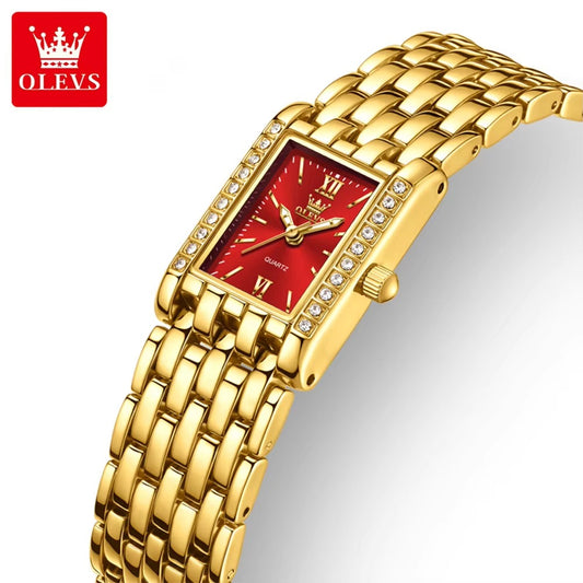 OLEVS 3700 New Elegant Quartz Ladies Watch-Gold Red
