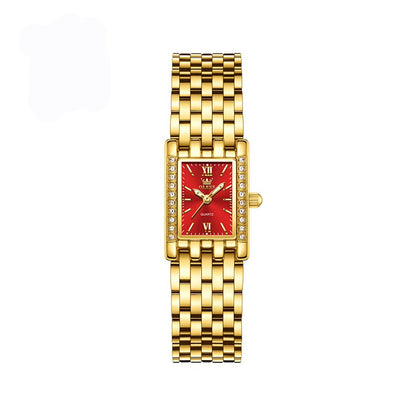 OLEVS 3700 New Elegant Quartz Ladies Watch-Gold Red