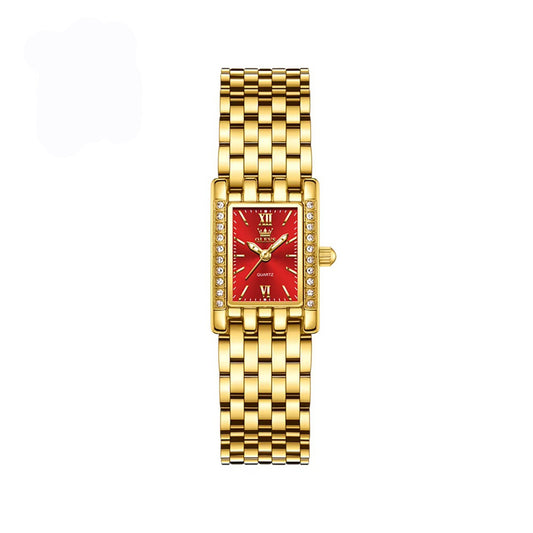OLEVS 3700 New Elegant Quartz Ladies Watch-Gold Red