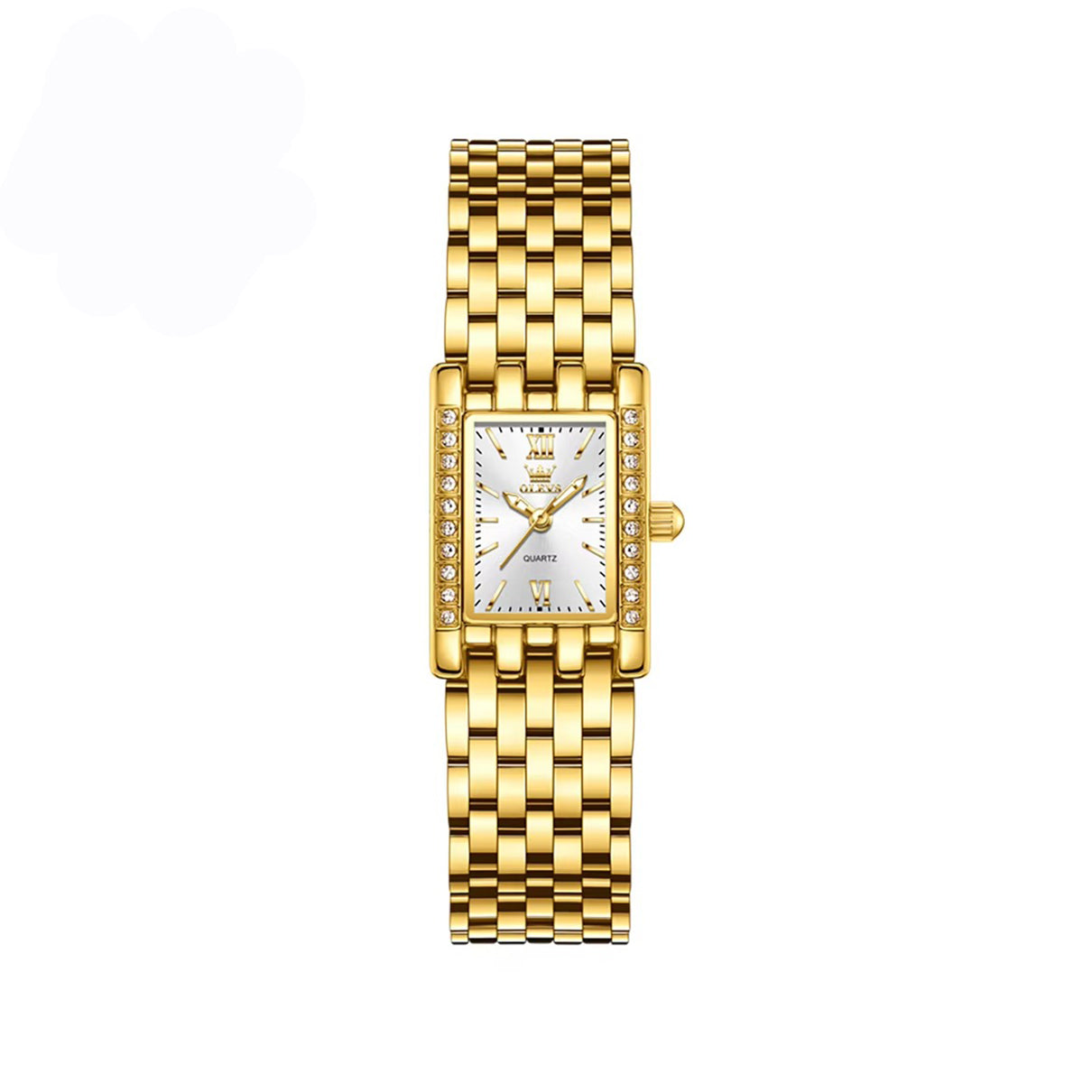 OLEVS 3700 New Elegant Quartz Ladies Watch-Gold White