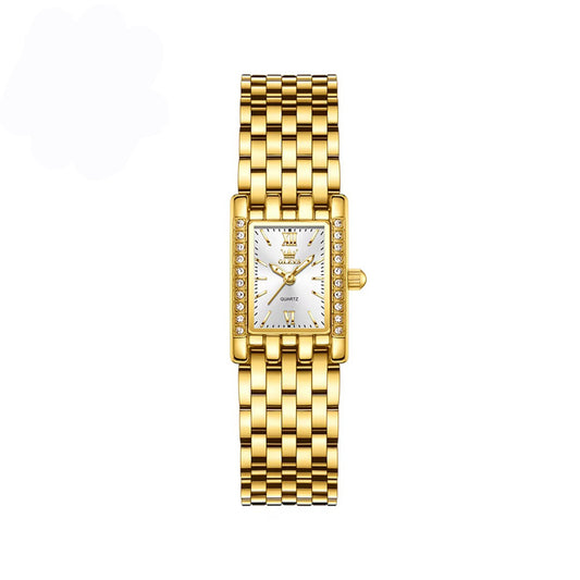OLEVS 3700 New Elegant Quartz Ladies Watch-Gold White