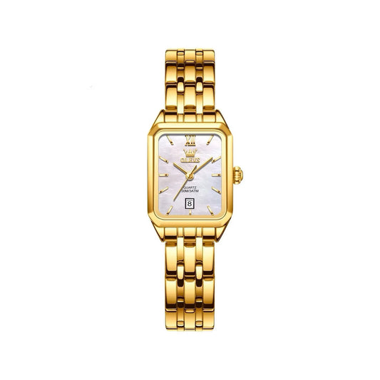 OLEVS 5616 Stainless Steel Korean Style Waterproof Ladies Watch-White