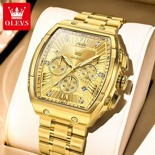 OLEVS 5639 Luxury Chronograph Luminous Men's Watch-Gold