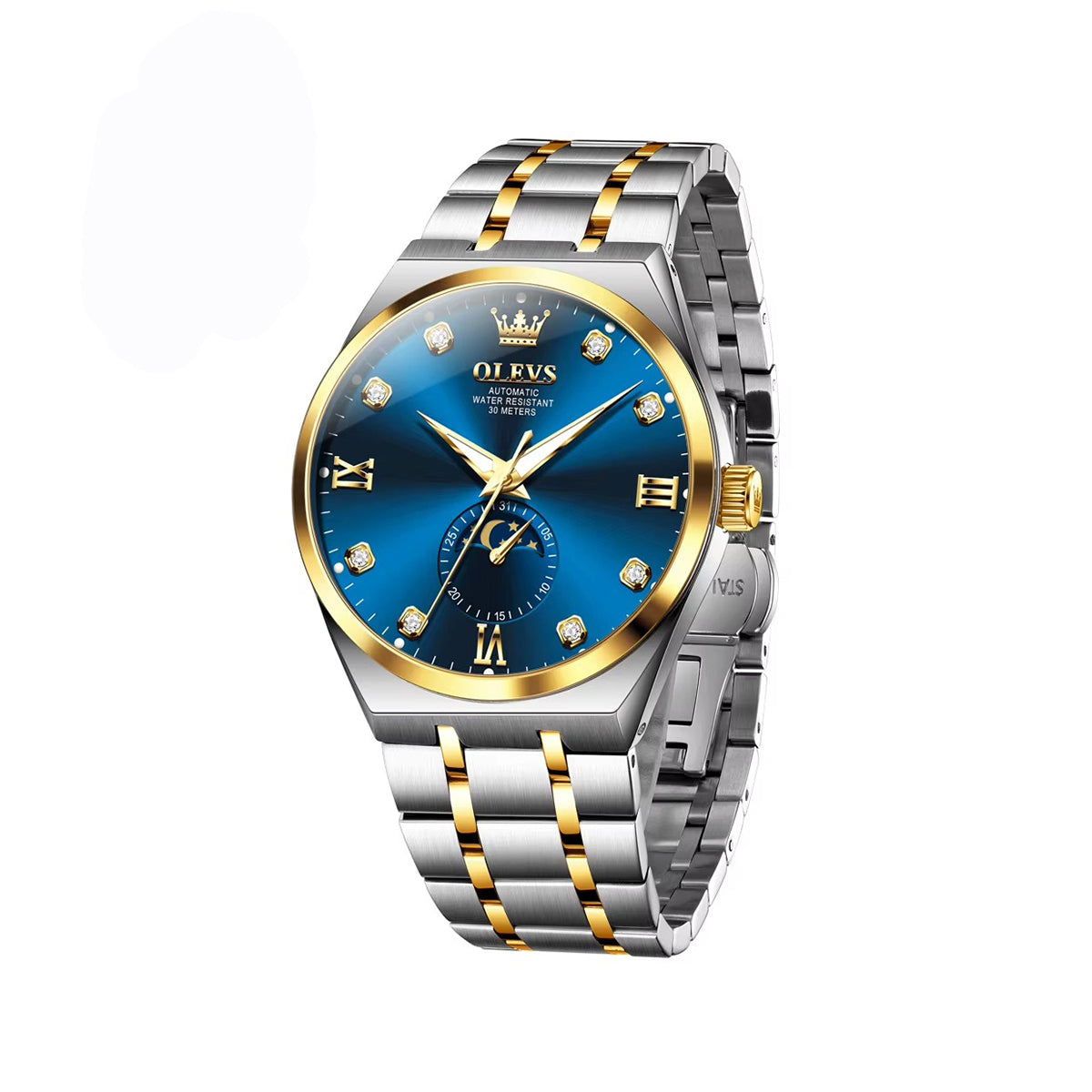 OLEVS 7069 Mechanical Business Class Men's Watch-Gold Blue