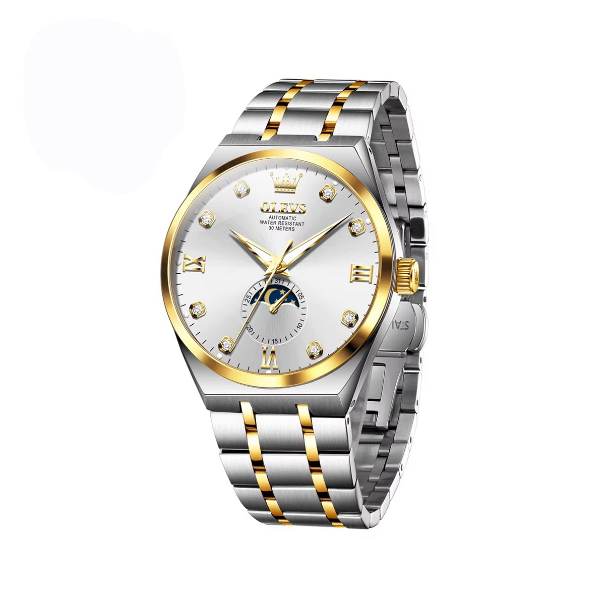 OLEVS 7069 Mechanical Business Class Men's Watch-Gold White