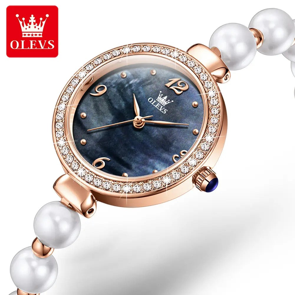 OLEVS 9968 Pearl Bracelet Luxury Ladies Watch-Blue