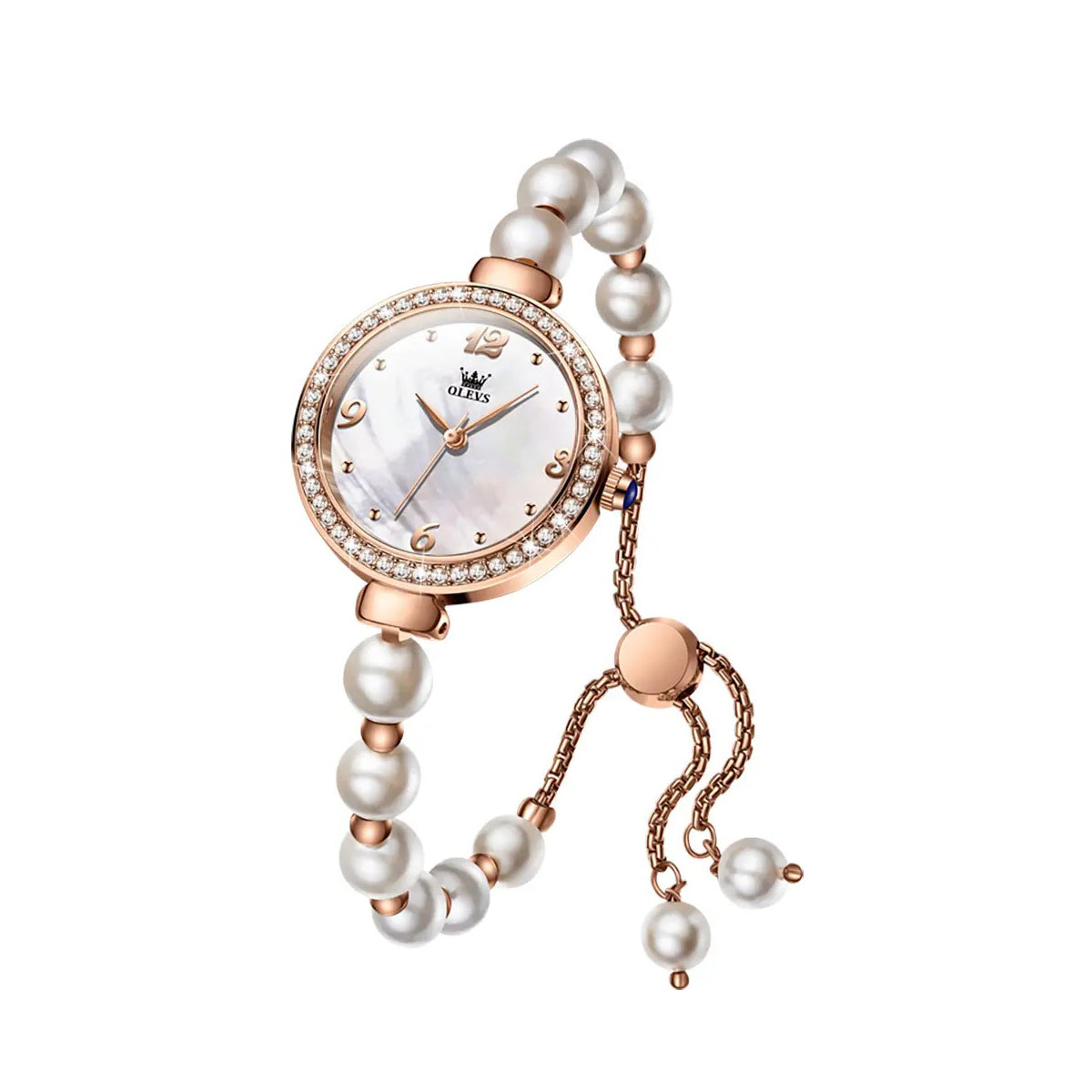 OLEVS 9968 Pearl Bracelet Luxury Ladies Watch-White