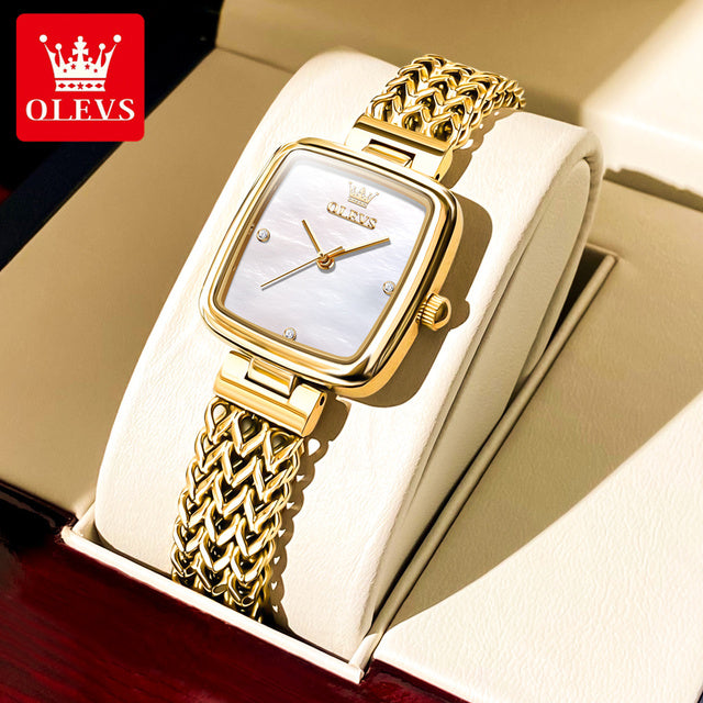 Olevs 9948 Luxury elegant stainless steel fashion Women’s quartz watch- Gold Silver