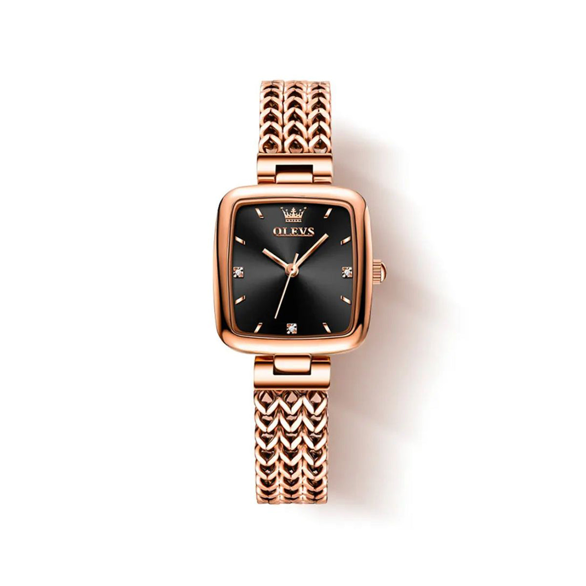 Olevs 9951 Luxury elegant stainless steel fashion Women’s quartz watch- Rose Gold & Black