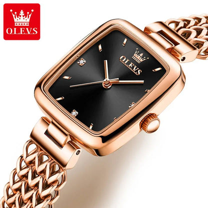 Olevs 9951 Luxury elegant stainless steel fashion Women’s quartz watch- Rose Gold & Black