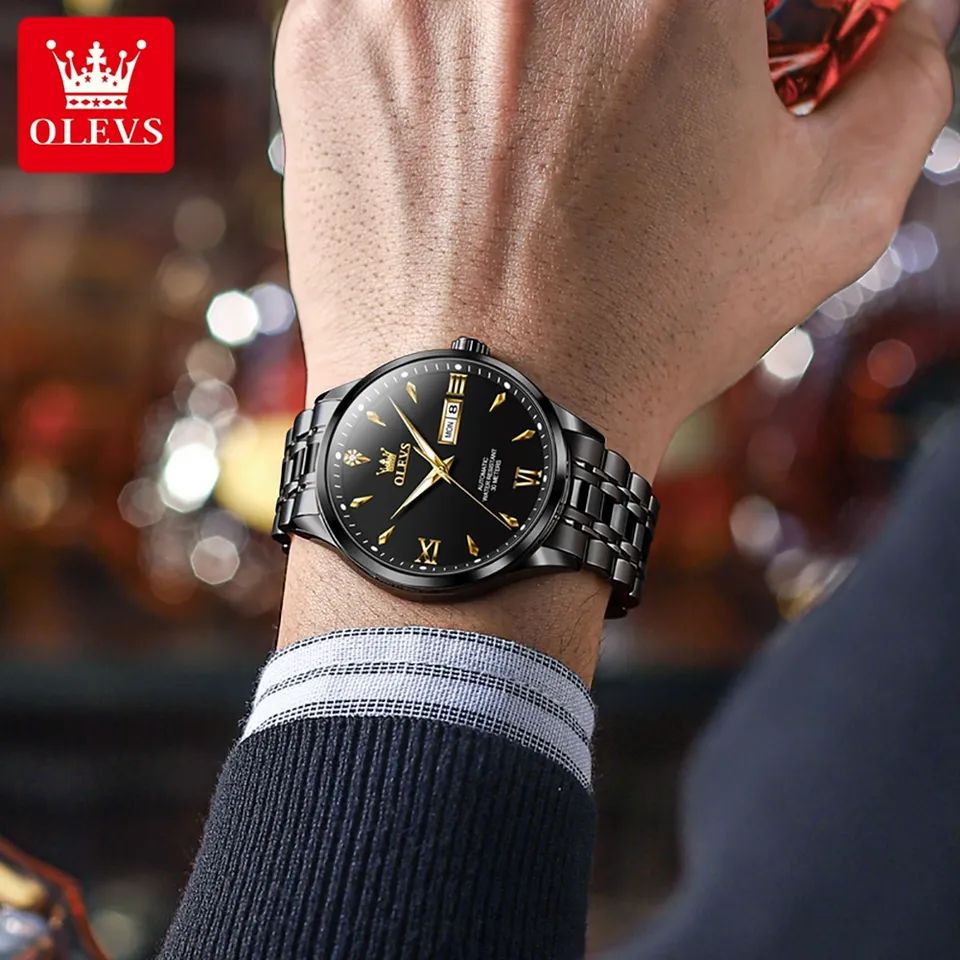 Olevs 9956 Automatic Watch for Men's- Black