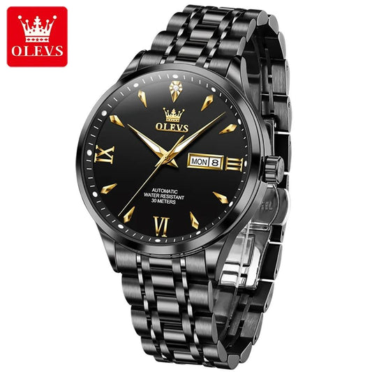 Olevs 9956 Automatic Watch for Men's- Black