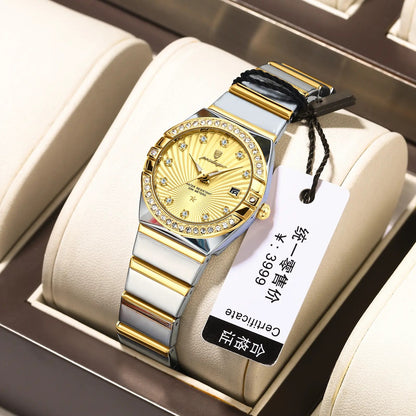 POEDAGAR 302 Luxury Luminous Stainless Steel Ladies Watch-Gold Silver