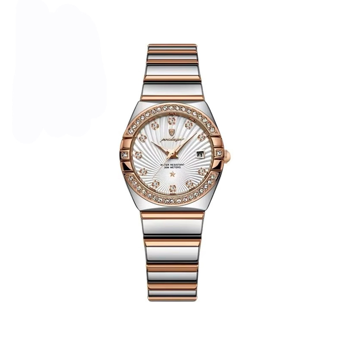POEDAGAR 302 Luxury Luminous Stainless Steel Ladies Watch-Rose Gold White