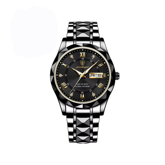 POEDAGAR 615 Quartz Luminous Stainless Steel Men's Watch-Black